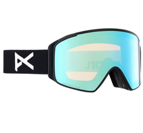 Anon M4S Cylindrical Goggles & MFI Face Mask & Spare Lens 2024 Black / Perceive Variable Blue Lens